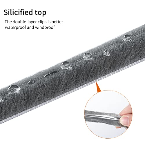 Hokmly 16 Ft Feet 5M (196 Inch) Brush Weather Stripping,Card-Slot Seal Strip Pile Weatherstrip Door Sweep Brush For Door Window (5Mm X 6Mm (3/16 1/4 Inch), Gray) #TOP1