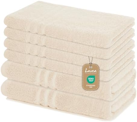 Ma sélection salle de bain Amazon Lavea Lot de 6 Serviettes 100% Coton – 4 Serviettes de Toilette d...