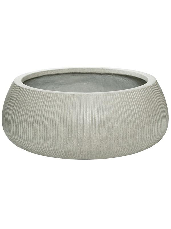 Pottery Pots 20.87"W Double Extra Large Round Light Grey Ficonstone Indoor Outdoor Vertically Ridged Eileen Planter