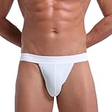 KAREN SPACE Men's Jockstrap Sexy Underwear, Ice Silk G-String Athletic Supporters for Men,A1-1907SD-White,X-Large