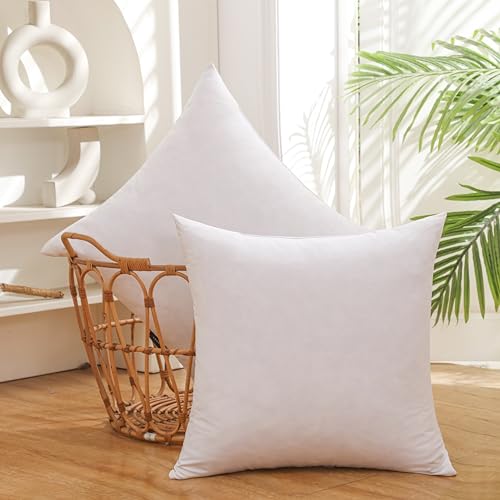 LBOEVDE 24x24 Inch Gold Goose Down and Feather Throw Pillow Inserts-2 Packs White Super Soft Cover Double Layer Dwon Proof Design High Filling Weight.