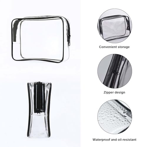 3 Stück Durchsichtige Tasche,Kulturbeutel Transparente,Organizer,Kosmetiktasche Reise,Damen PVC Bag,wasserdichte Clear Taschen Reisetasche GroßE Kleine Makeup,Reiseutensilien,Make Up für Travel