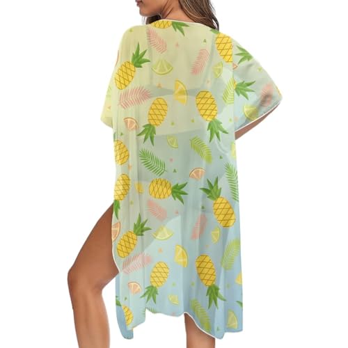 Womens Beach Coverups Casual Kimono Swimsuit Sheer Bikini Cover Up Loose Summer Swimwear Cardigan for Vacation3