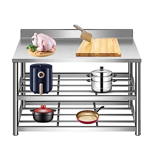 Mesa de acero inoxidable, para la mesa de trabajo de preparación para alimentos de cocina comercial y doméstica, mesa de preparación de acero inoxidable, acero inoxidable comercial, trabajo de trabajo