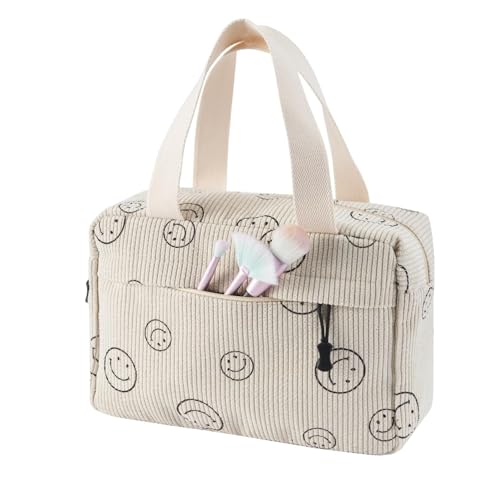 Large Makeup Bag for Women Corduroy Cosmetic bag Make up Bags Zipper Pouch with handle Cosmetic Organizer Toiletry Bag for Travel Storage4