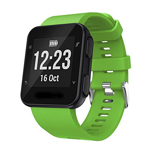 Yikamosi Compatible con Garmin Forerunner 35 Correa,liberación rápida Silicona Suave Cierre de Acero Inoxidable Correas de Repuesto para Garmin Forerunner35/Forerunner30 GPS Watch,Verde