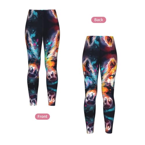 Leggings de compresión para mujer que no se bajan ni transparentan con estampado de huellas 4