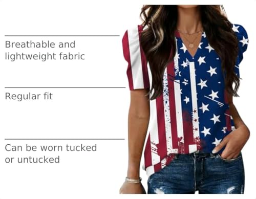 Image of LOMON Spring Summer Tops for Women 2026 V Neck Puff Short Sleeve Tops Fashion Trendy Work Blouses Dressy Casual S-XXL