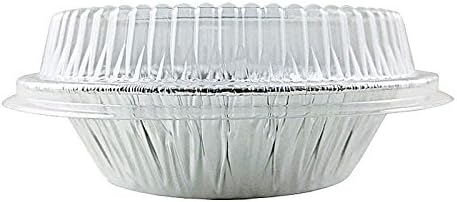 Durable Packaging 4 7/8" Aluminum Foil Tart/Mini-Pie Pan w/Clear Plastic Dome Lids - Disposable (Pack of 200)
