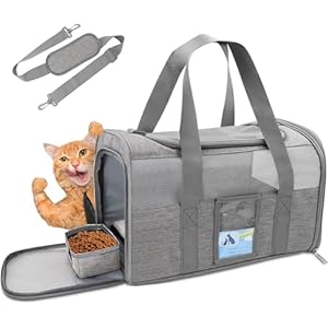 Refrze Pet Carrier Airline Approved, Cat Carriers for Medium Cats Small Cats, Soft Dog Carriers for Small Dogs Medium Dogs, TSA Approved Pet Carrier for Cats Dogs of 15 Lbs, Puppy Carrier,Grey