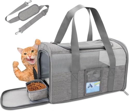 Refrze Cat Carrier,Dog Carriers for Small Dogs Medium Cats Pet Carrier up to 15 Lbs, TSA Airline Approved Cat Carrier Soft, Cat Dog Crate Travel Bag,Grey by Refrze - Image 8
