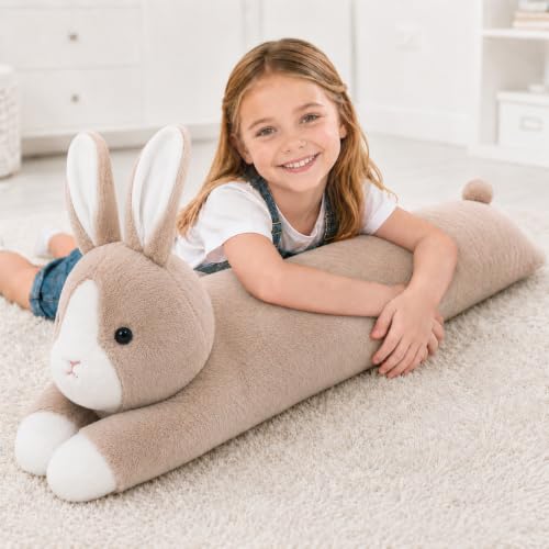Image of MMguai 40inch Giant Bunny Stuffed Animal, Jumbo Cute Bunny Big Soft Plush Toy Pillow, Large Fluffy Rabbit Stuffed Long Body Pillow Plushie Gift for Kids Girl Boy, Birthday