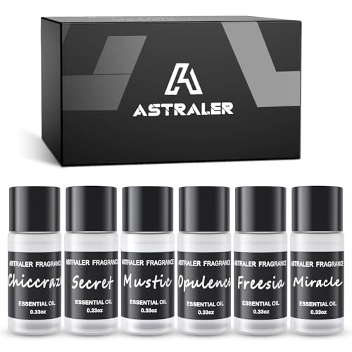 ASTRALER Luxury Series 6-Pack Car Air Freshener Refills (10mL Each) | Smart Diffuser Essential Oil Kit with 6 Unique Fragrances | Long-Lasting Scents for Car Aromatherapy