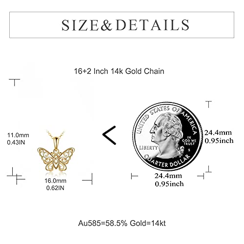 KECHO 14k Yellow Gold Butterfly Jewelry for Women Fine Gold Filigree Celtic Knot Jewelry Gifts for Her4