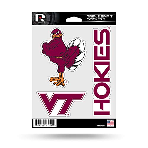 virginia tech sheets - Rico Industries NCAA Virginia Tech Hokies Die Cut 3-Piece Triple Spirit Sticker Sheet