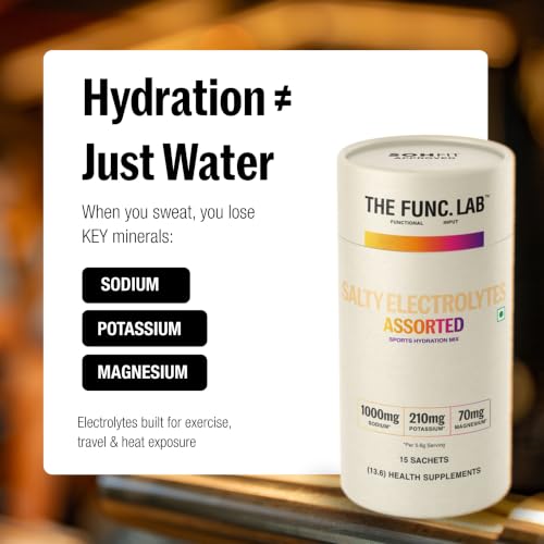 Image of The Func. Lab Daily Electrolytes - Assorted | 15 Sachets | Instant Hydration Powder with Sodium, Potassium, Magnesium | Sugar-Free, No Preservatives | Instant Energy, Performance & Recovery Drink