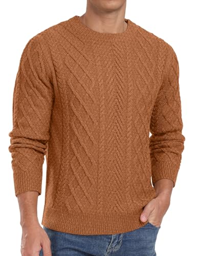 Askdeer Men's Pullover Sweater Fisherman Long Sleeve Chunky Knit Sweater Classic Casual Crewneck Sweaters