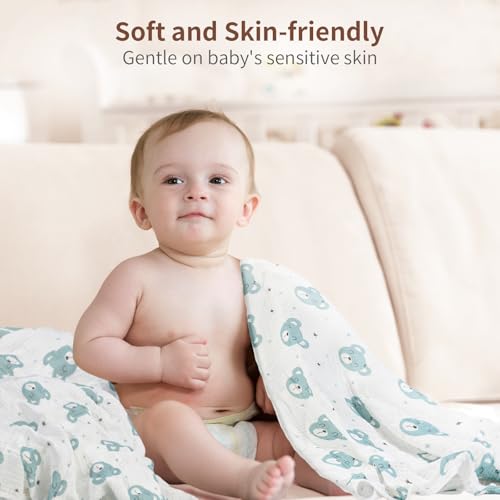 Image of Rayon from Bamboo Swaddle Blankets for Newborn,2 Pack Breathable Soft Receiving Blanket,Large 41 x 41 inches Swaddle Wrap Burping Clothes,Essentials Infant Shower Items(Christmas Bear & Green Bear)