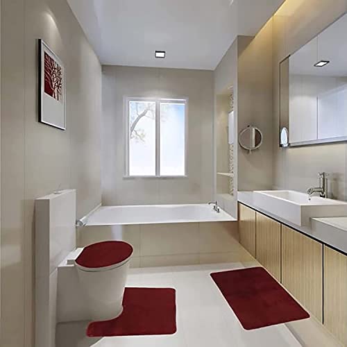 LaoSShu 3-teiliges Badezimmerteppich-Badematten-Set, rutschfeste, saugfähige Shaggy-Teppiche mit U-förmigem… – Bild 4