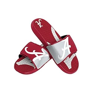 FOCO Alabama Crimson Tide NCAA Mens Gel Slides – Colorblock Big Logo, XL(13-14)