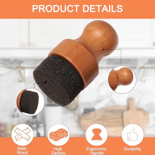 2 Pcs Aplicador de Aceite y Cera para Tabla de Cortar con Mango Ergonómico para Tablas, Cucharas y Utensilios de Madera, 5 cm de diámetro miniatura 3