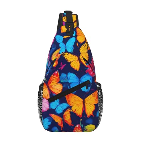 NBAGHPQ Colorido estampado de mariposas para hombres y mujeres, bolsa cruzada en el pecho para viajes, diario, moda cruzada, mochila de hombro