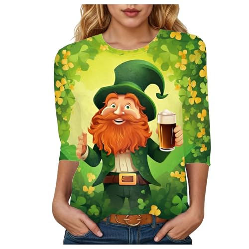 YueYue Lucky Green Tops para bares, beber en interiores y calles, camisetas divertidas para el día de San Patricio, jersey de manga corta con cuello redondo, sudaderas casuales para festivales, verde