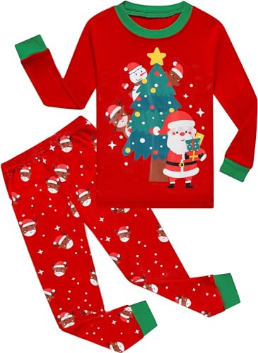DDSOL Toddler Boys Girls Christmas Pajamas Dinosaur Jammies Santa Claus Kids Cotton Sleepwear Set