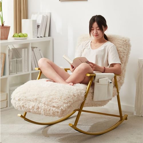 Fauteuil à bascule Fauteuil Allaitement Confortable Et Relaxante,Chaise À Bascule Fauteuil A Bascule Avec Cadre En Acier,fauteuil oscillant avec repose-pieds réglables sur 5niveaux,pour salon,chambre