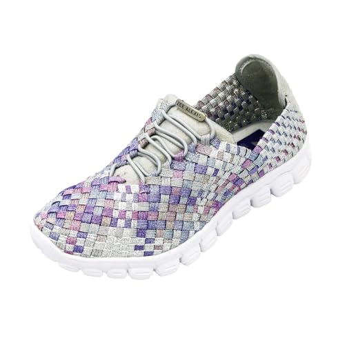 Image of Zee Alexis Women's Danielle Sneakers | Breathable Lightweight Flexible Casual Comfortable Slip-On No-Tie Elastic Laces Woven Shoes