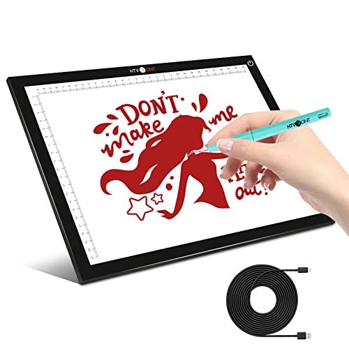 HTVRONT Portable A4 Led Bright Light Pad, Ultra-Thin & Adjustable Luminosity Light Board, USB Powered Black Light Box for Tracing, Weeding Vinyl, Weeding Tool, Diamond Painting, Sketching
