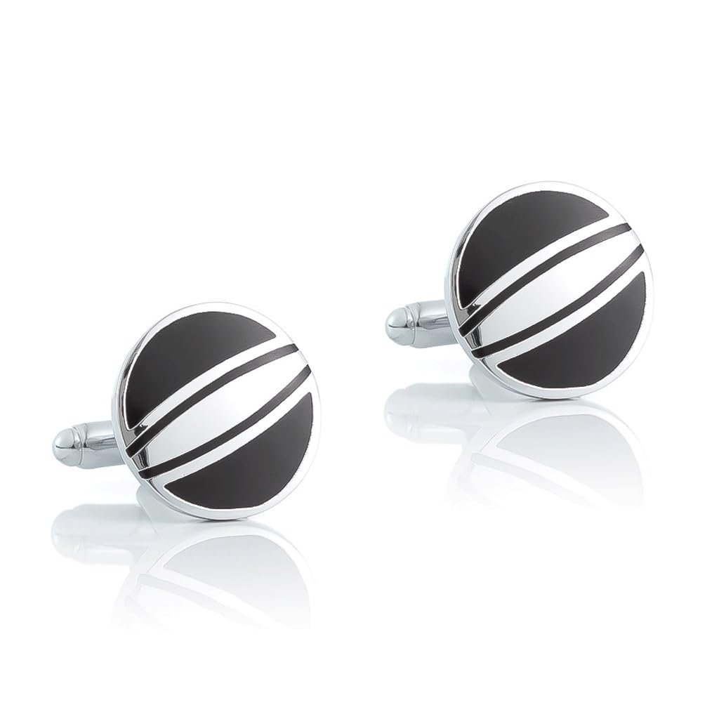 Gemelos Redondos de Plata electrochapados de la Camisa Francesa de Las Mancuernas del Metal del Esmalte for los Hombres