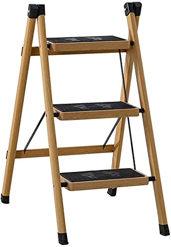 Step Stools,Gimify Folding Step Ladder, Steel Stepladders, Non-Slip Sturdy Steps Wide Pedal, for Home Kitchen Garden Office, Bearing Weight 150Kg,Brown,2 Layer ( Color : Yellow , Size : 3 Layer )