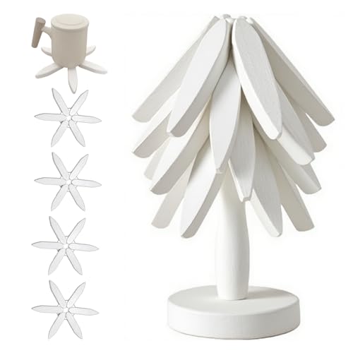 Wooden Trivets for Hot Dishes, Tree Shape Trivet Set, 4