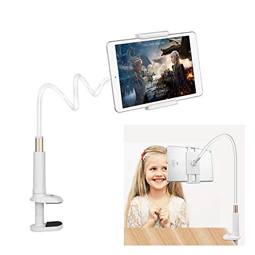 Tablet Stand Multi-Angle, FUTESJ Gooseneck Tablet Stand :Adjustable Clamp Mount Phone Holder with Lazy Arm for iPad, iPhone 6 7 8 X Plus, Nintendo Switch,Other Tablet (4-10.5inch)-White