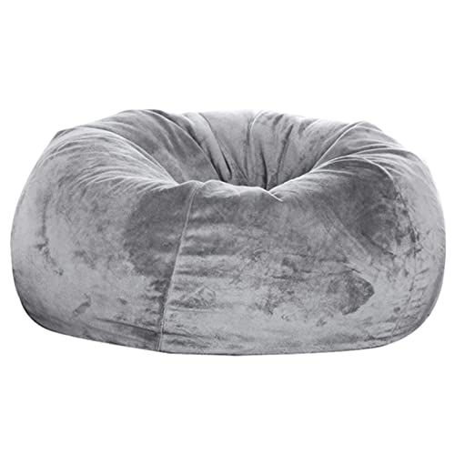 DTLEO Puff Gigante XXL Peludo Cubierta con Fundas Lavables a Máquina para Sofá Perezoso (Sin Relleno) Funda de Sofá Cama Perezoso de Piel Sintética,Light Gray,6ft(150 * 65cm)