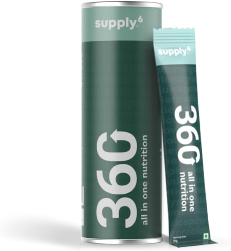 Supply6 360 Ultimate Health Powder for Women & Men | Daily Supplement with 63+Vitamins, Minerals, Probiotics, and Superfoods | Daily Greens | Gut Health supplements, Energy, Immunity (3 Servings, Taster Pack)