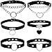 Conruich 6 Stück Leder Choker Kette Damen, Schwarz Choker Kette Gotik Punk Rock Lederhalsband Halskette Set, Leder Choker Metall Ring Halsband, Verstellbar Halsband Choker Herz für Damen Herren Baby,Schwarz günstig Kaufen-Conruich 6 Stück Leder Choker Kette Damen, Schwarz Choker Kette Gotik Punk Rock Lederhalsband Halskette Set, Leder Choker Metall Ring Halsband, Verstellbar Halsband Choker Herz für Damen Herren