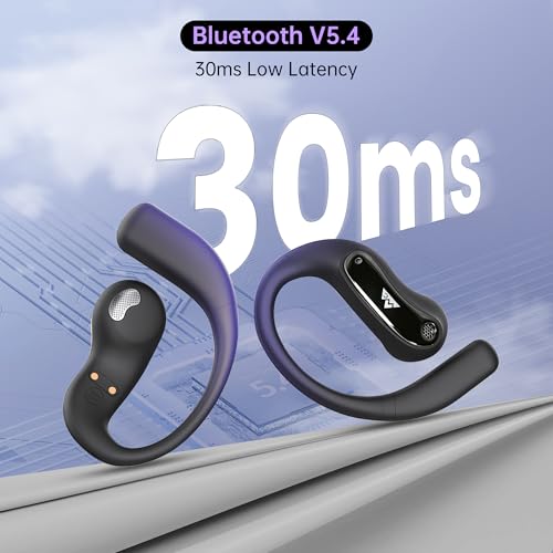 Image of WeCool Moonwalk M1 Pro Open Ear Earbuds Wireless with 360 Panoramic Sound, Bluetooth 5.4 Ows Earphones with Call Noise Reduction, Ear Safe Headphones with Mic, 60H Playtime, LED Display, IP55