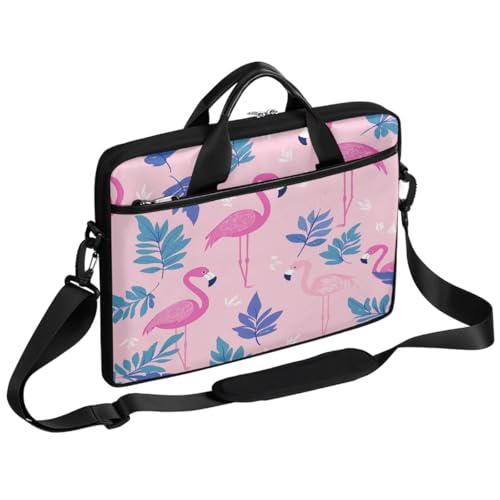 Bolso para laptop patrón de hoja de palma Flamingo 15 pulgadas miniatura 1