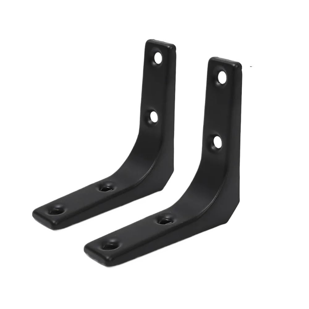 Sunrrafck Black 2/4Pcs Stainless Steel Shelf Brackets L Shape Metal Right Angle Thickened Triangle Bookshelf Partition Fixing Heavy Duty Bracket(4Pcs)