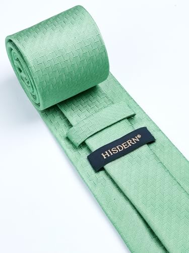 Image of HISDERN Mens Tie Set Classic Woven Ties and Pocket Square Cufflinks Set Formal Business Wedding Neckties Handkerchief