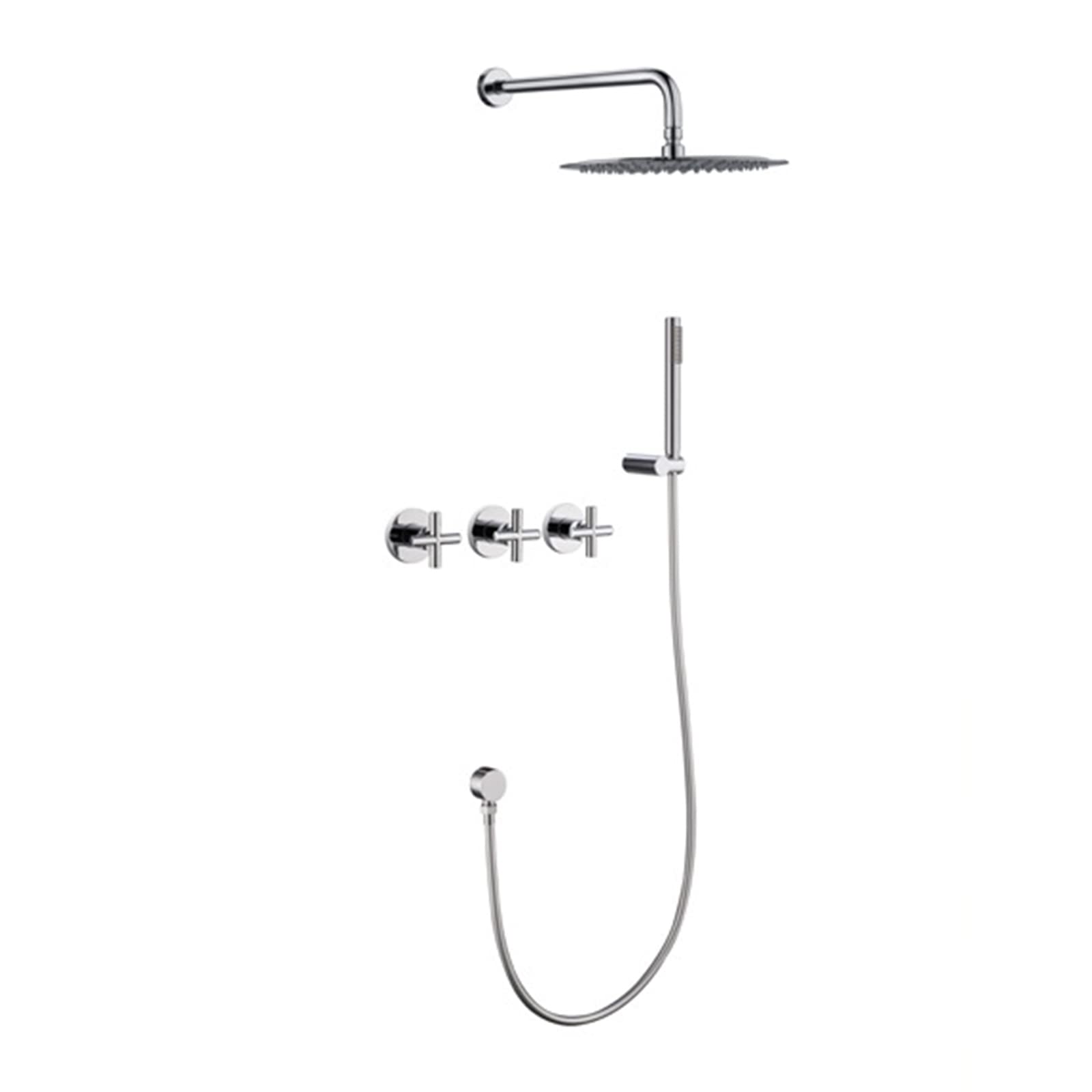Miscelatore Vasca, Set Miscelatore Doccia, Miscelatore Doccia a Parete con Maniglia a Croce, Miscelatore Doccia a Scomparsa, soffione Doccia Tondo, Miscelatore Doccia a Scomparsa, valvola a 2 Vie