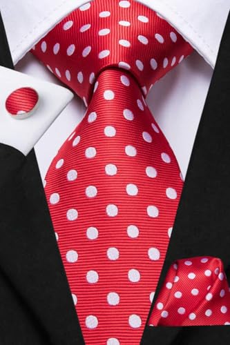 Image of Dubulle Mens Paisley Striped Tie Woven Necktie for Men and Handkerchief Cufflinks Set Wedding Formal Business