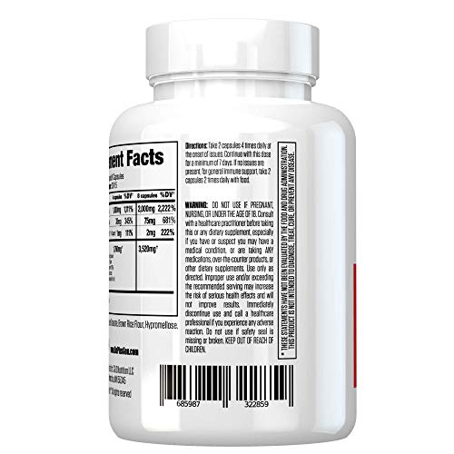 H Rescue Immune Support Formula, Lysine, Zinc, Vitamin C, Oregano Oil, 120 Caps #TOP2