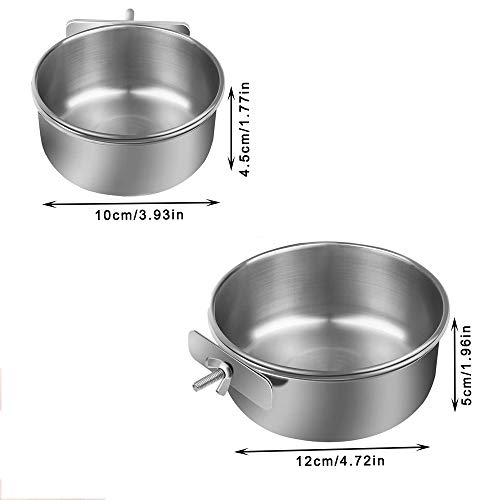 Water Food Bowl Bird Cage Cups, 2 stuks RVS Vogel Opknoping Bowl, Vogelvoeding Schotel Cups, Dierenkooi Water Food Bowl… - Afbeelding 3