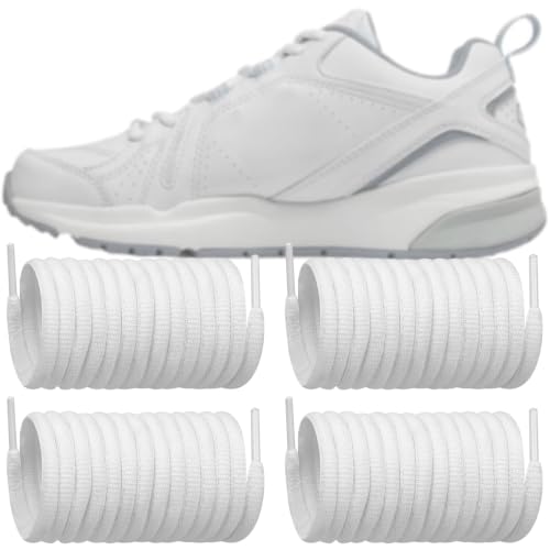 Endoto 2 Pairs Oval Shoe Laces for New Balance 608/530/420/878/1080 Running Sneakers Replacement Shoelaces Strings(Color:White,Size:55Inch)