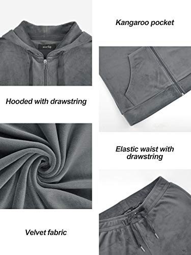 Woolicity Womens Sweatsuits Set Velour Tracksuits 2 Piece Outfits Set Zip Up Hoodies And Pants Sportswear Jogging Set Dark Grey S #TOP3