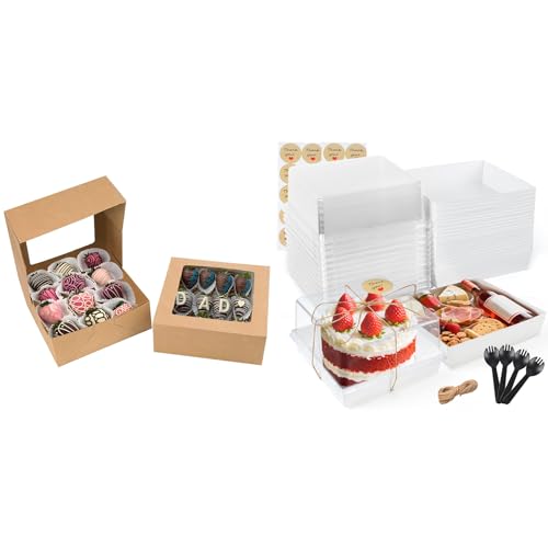 NPLUX Bundle of Cookie Boxes Candy Boxes and 40 Pack Small Cake Boxes for Cake Pudding Sandwich Pie Bakery Dessert image 5