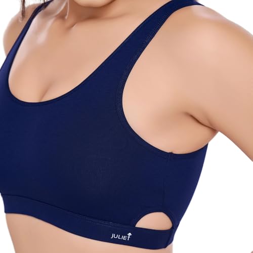 Image of juliet Women's Non Padded Non Wired Cotton Sports Bra JS 90-4 Navy Blue 2XL